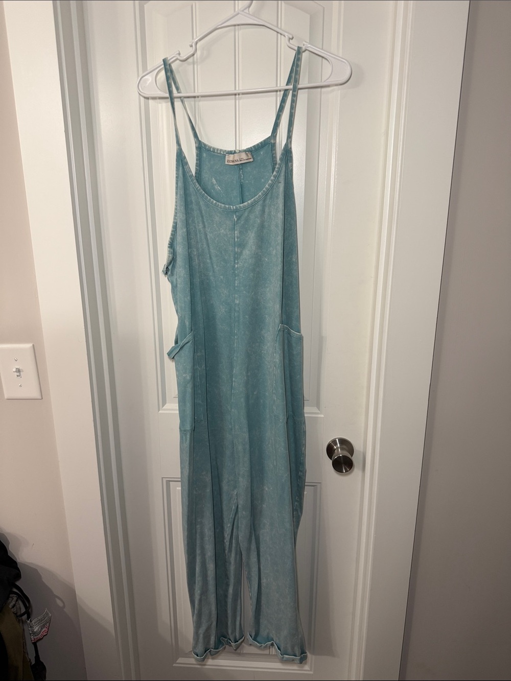 Zenana Outfitters Light Blue Tie-Dye Romper